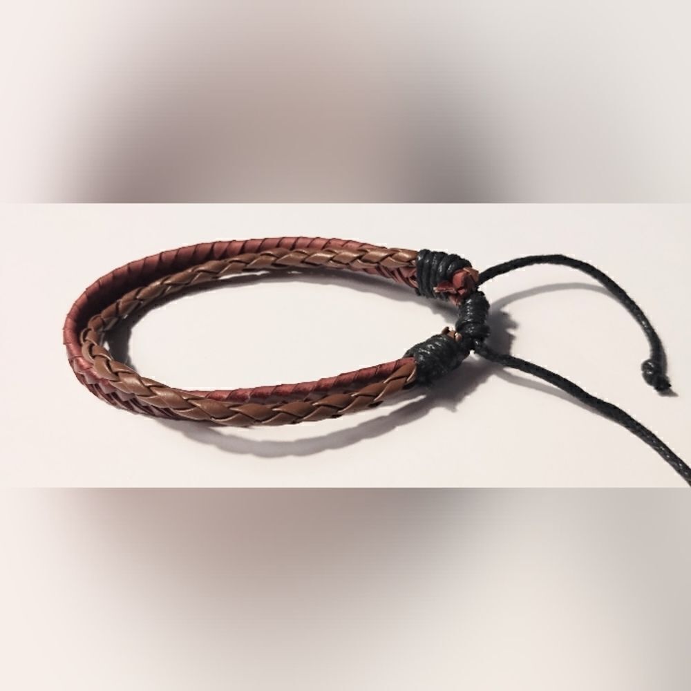 Men's bracelet‎ leather braided brown new d72